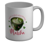 Shopagift Girl Who Loves Matcha Mug Funny Green Tea White 11oz Large Ceramic Cup