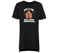 Shopagift Girl who Loves Orangutans Women's Nightie Apes Night Shirt Black