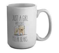 Shopagift Girl Who Loves Polar Bears Mug Ice Wildlife Arctic White 15oz Large Ceramic Cup