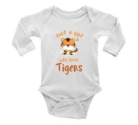 Shopagift Girl Who Loves Tigers Baby Grow Vest Bodysuit Jungle Safari Wildlife Boys Girls L/S Gift