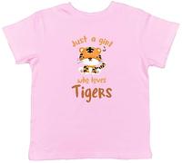 Shopagift Girl Who Loves Tigers Kids T-Shirt Jungle Safari Wildlife Childrens Tee Gift Light Pink