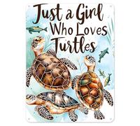 Shopagift Girl Who Loves Turtles Metal Poster Wall Tin Sign Man Cave Shed Bar Bedroom Home Kitchen - A3