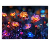 Shopagift Glowing Flowers Glass Chopping Board Large Kitchen Worktop Saver 39cm x 28cm