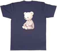 Shopagift Goodnight Baby Bear Mens T-Shirt Teddy Bear in Pyjamas Tee Navy Blue
