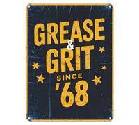 Shopagift Grease & Grit Since 68 Cars Metal Poster Wall Tin Sign Man Cave Shed Bar Bedroom Home Kitchen - A4