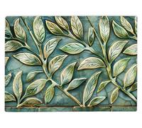 Shopagift Green Bayleaf Vintage Leaf Plant Glass Chopping Board Large Kitchen Worktop Saver 39cm x 28cm