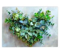 Shopagift Green Foilage Heart Glass Chopping Board Large Kitchen Worktop Saver 39cm x 28cm