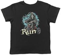 Shopagift Grim Reaper Kids T-Shirt Death on a Tricycle Funny Childrens Tee Boys Girls Black