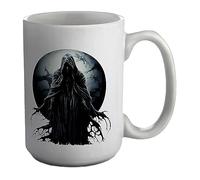 Shopagift Grim Reaper Mug Gothic Moon Death Skeleton White 15oz Large Gift Ceramic Cup