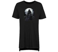 Shopagift Grim Reaper Women's Nightie Gothic Moon Death Skeleton Night Shirt Black