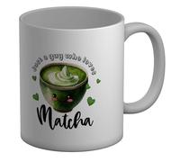 Shopagift Guy Who Loves Matcha Mug Funny Green Tea White 11oz Large Ceramic Cup
