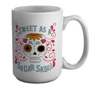Shopagift Halloween Day of The Dead Mug Sweet as a Sugar Skull White 15oz Large Ceramic Cup