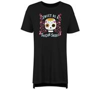 Shopagift Halloween Day of the Dead Women's Nightie Sweet as a Sugar Skull Night Shirt Black