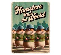 Shopagift Hamsters Rule the World Metal Poster Wall Tin Sign Man Cave Shed Bar Bedroom Home Kitchen - A5