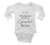 Shopagift Hand Pick by My Grandad in Heaven Long Sleeve Baby Vest Bodysuit White