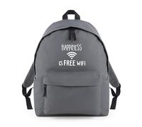 Shopagift Happiness Is Free Wifi Internet Wi-Fi Backpack Rucksack 18 Litres Capacity - 42cm x 31cm x 21cm