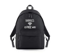 Shopagift Happiness Is Free Wifi Internet Wi-Fi Backpack Rucksack 18 Litres Capacity - 42cm x 31cm x 21cm