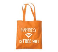 Shopagift Happiness Is Free Wifi Internet Wi-Fi Tote Shopping Beach Bag 10 Litres Capacity - 42cm x 38cm