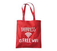 Shopagift Happiness Is Free Wifi Internet Wi-Fi Tote Shopping Beach Bag 10 Litres Capacity - 42cm x 38cm