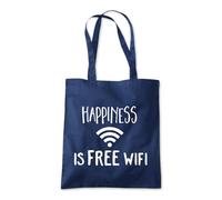 Shopagift Happiness Is Free Wifi Internet Wi-Fi Tote Shopping Beach Bag 10 Litres Capacity - 42cm x 38cm