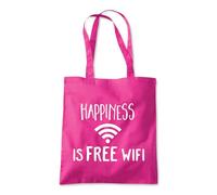 Shopagift Happiness Is Free Wifi Internet Wi-Fi Tote Shopping Beach Bag 10 Litres Capacity - 42cm x 38cm