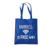 Shopagift Happiness Is Free Wifi Internet Wi-Fi Tote Shopping Beach Bag 10 Litres Capacity - 42cm x 38cm