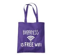 Shopagift Happiness Is Free Wifi Internet Wi-Fi Tote Shopping Beach Bag 10 Litres Capacity - 42cm x 38cm