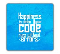 Shopagift Happiness is When Your Code Runs Without Errors 2 Pack Coasters - 9cm x 9cm