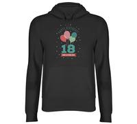 Shopagift Happy 18th Birthday Hoodie Unisex Eighteen 18 and getting Old Hoody Gift Hooded Top Black