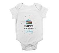 Shopagift Happy Birthday Daddy Celebration Baby Vest Bodysuit Gift White