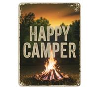 Shopagift Happy Camper Camping Camp Metal Poster Wall Tin Sign Man Cave Shed Bar Bedroom Home Kitchen - A4