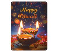 Shopagift Happy Diwali Festive Candles Metal Poster Wall Tin Sign Man Cave Shed Bar Bedroom Home Kitchen - A4