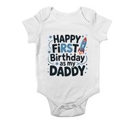 Shopagift Happy First Birthday as my Daddy Space Rocket Baby Vest Bodysuit Boys Girls