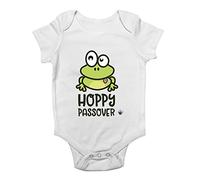 Shopagift Happy Passover Baby Vest Jewish Hoppy Frog Bodysuit Gift White