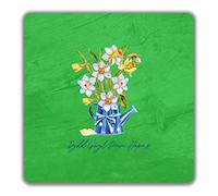 Shopagift Happy St David's Day 2 Pack Coasters in Welsh Cymru Wales Daffodils Gift - 9cm x 9cm
