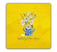Shopagift Happy St David's Day 2 Pack Coasters in Welsh Cymru Wales Daffodils Gift - 9cm x 9cm
