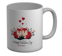Shopagift Happy Valentine's Day Mug Granny Cute Fox Foxes White 11oz Large Ceramic Cup