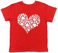 Shopagift Heart Dog Paws Childrens Kids T-Shirt Red