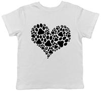 Shopagift Heart Dog Paws Childrens Kids T-Shirt White