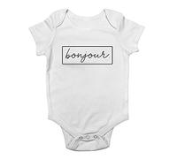 Shopagift Hello in Different Language - French Baby Grow Vest Bodysuit White