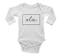Shopagift Hello in Different Language - Portuguese Long Sleeve Baby Vest Bodysuit White