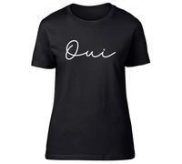 Shopagift Hello in French Oui Womens T-Shirt Francais Language France Ladies Tee Black