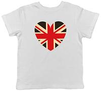 Shopagift Her Majesty Death of Queen Elizabeth II Commemorative Union Jack Heart Childrens Kids T-Shirt Gift White