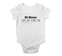 Shopagift Hi Sister I Can't Wait to Meet You Baby Grow Vest Bodysuit White