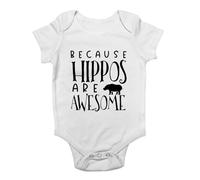 Shopagift Hippos are Awesome Baby Grow Vest Hippopotamus Water Loving Bodysuit Boys Girls