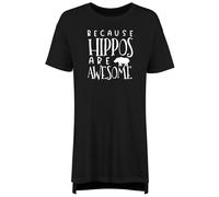 Shopagift Hippos are Awesome Women's Nightie Hippopotamus Water Loving Night Shirt Black