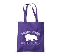 Shopagift Hippos Make me Happy, You Not So Much Tote Shopping Beach Bag 10 Litres Capacity - 42cm x 38cm