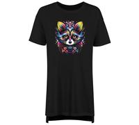 Shopagift Hipster Racoon Women's Nightie Psychedellic Funky Mandala Animal Night Shirt Black