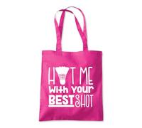 Shopagift Hit Me With Your Best Shot Badminton Sport Tote Shopping Beach Bag 10 Litres Capacity - 42cm x 38cm