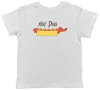 Shopagift Hot Dog Bun Funny Kids T-Shirt Sausage Doggy Childrens Tee Boys Girls White